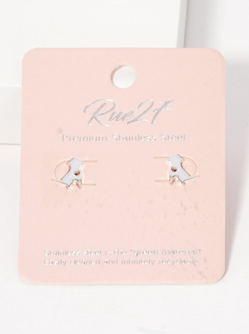 Stainless Steel Animal Dog Stud Earrings