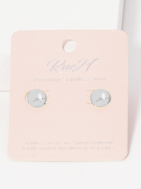 Stainless Steel Bird On Branch Stud Earrings