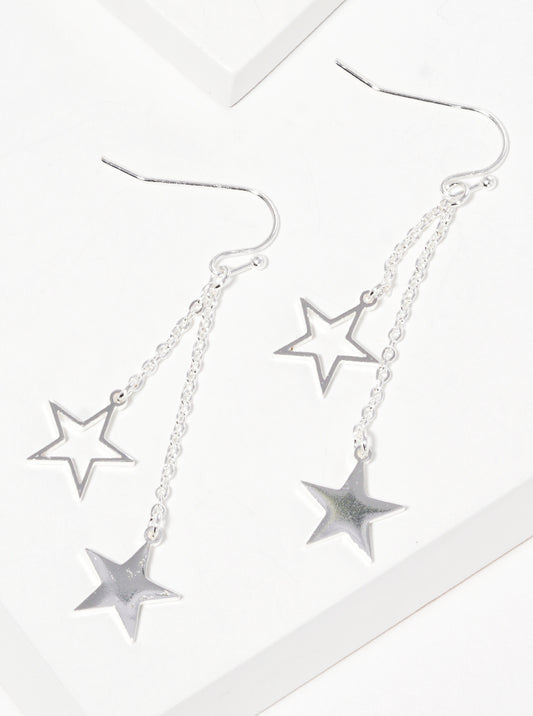 Stainless Steel Celestial Stars Chain Drop Earrings