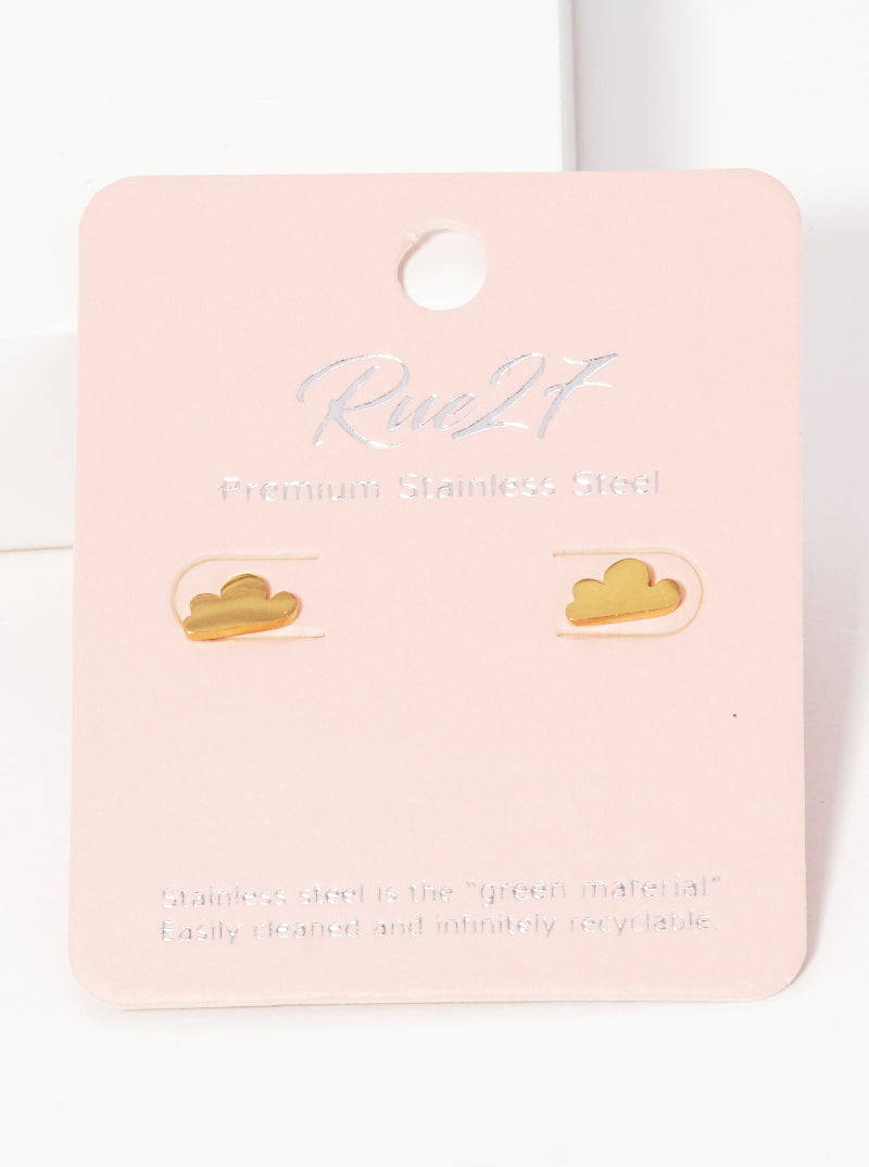 Stainless Steel Cloud Stud Earrings