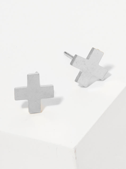 Stainless Steel Cross Stud Earrings