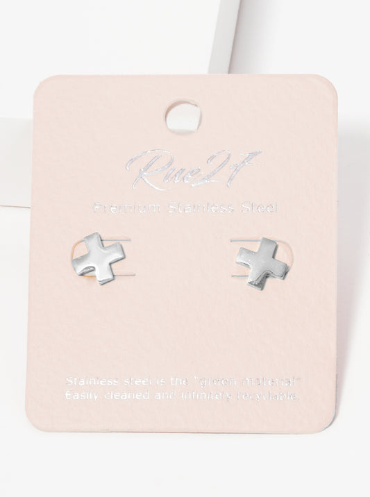 Stainless Steel Cross Stud Earrings
