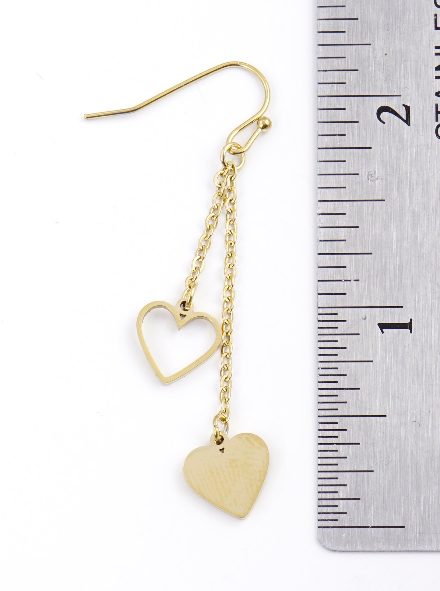 Stainless Steel Heart Drop Earrings