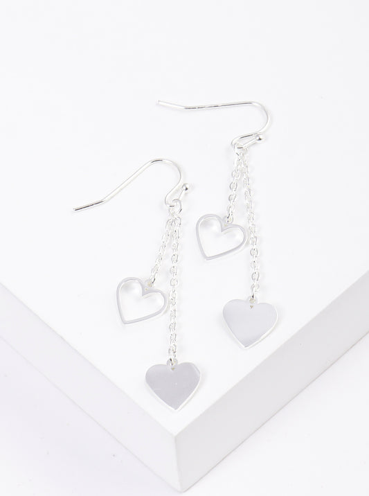 Stainless Steel Heart Drop Earrings
