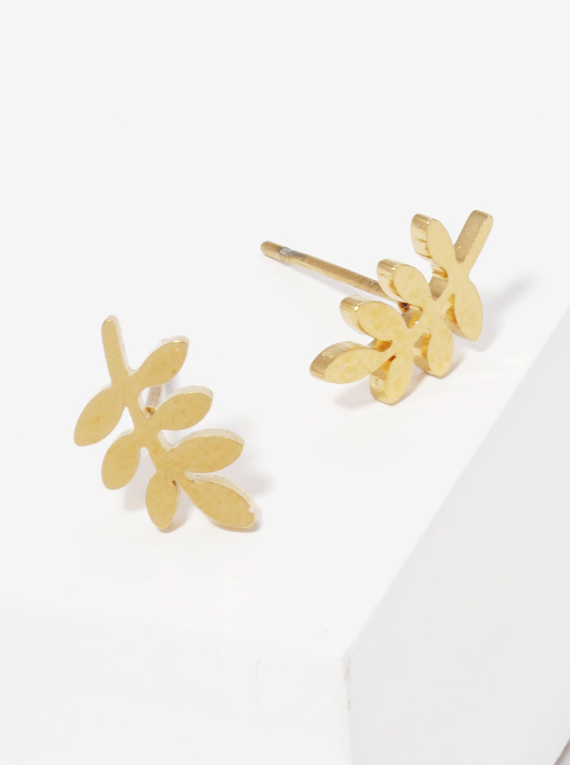 Stainless Steel Leaf Stud Earrings
