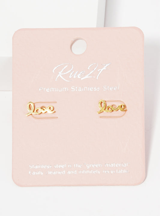 Stainless Steel Love Stud Earrings