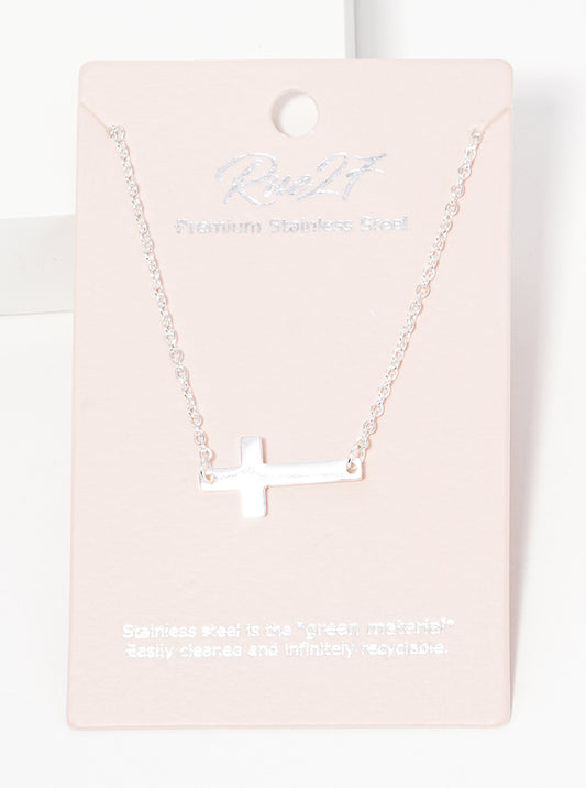 Stainless Steel Sideway Cross Necklace