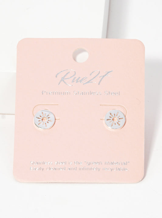 Stainless Steel Sun Cutout Stud Earrings