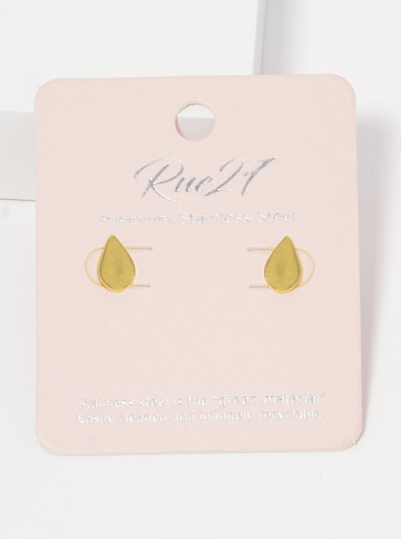 Stainless Steel Teardrop Post Stud Earrings