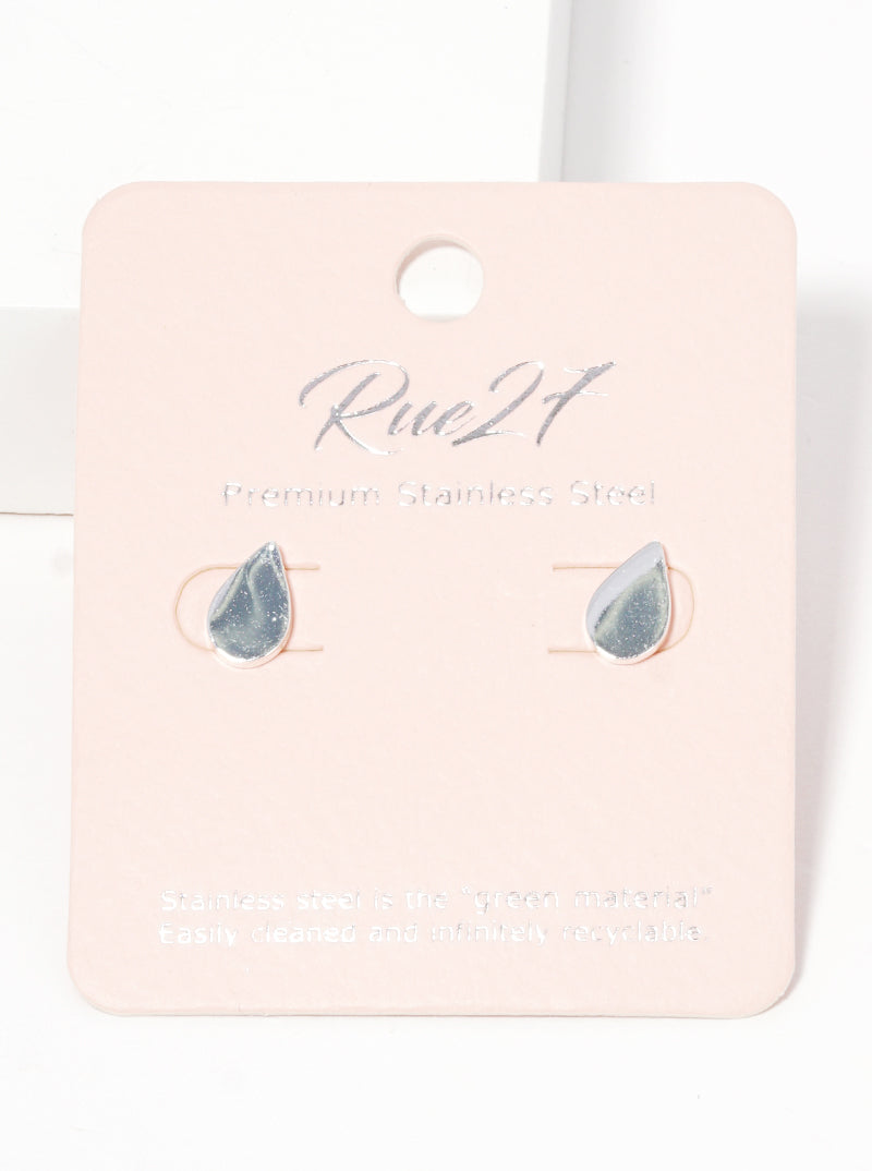 Stainless Steel Teardrop Post Stud Earrings