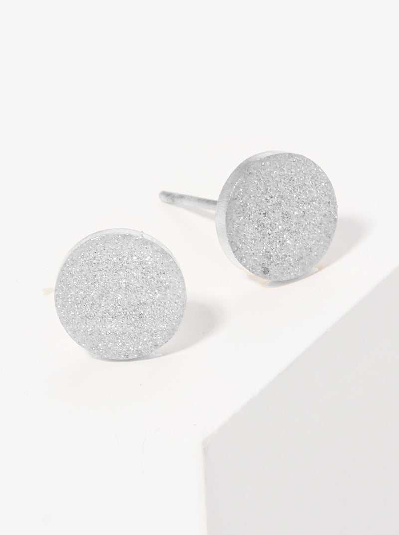 Stainless Steel Textured Round Stud Earrings