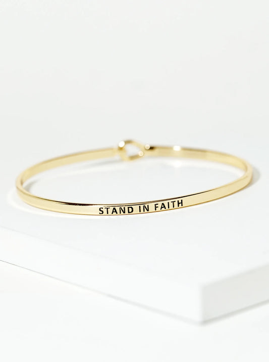 Stand In Faith Engraved Inspirational Bangle Bracelet