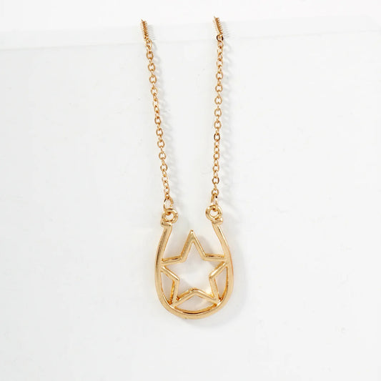 Star Cutout Horseshoe Pendant Necklace
