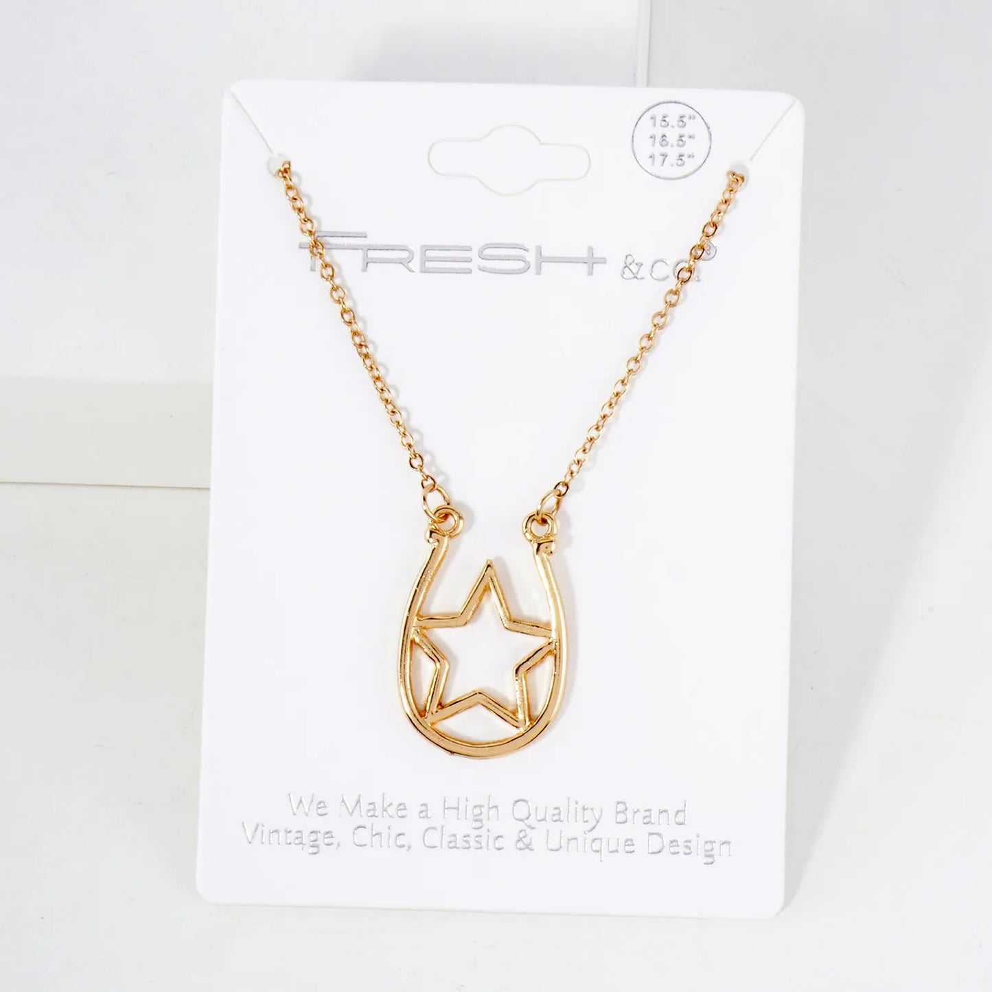 Star Cutout Horseshoe Pendant Necklace
