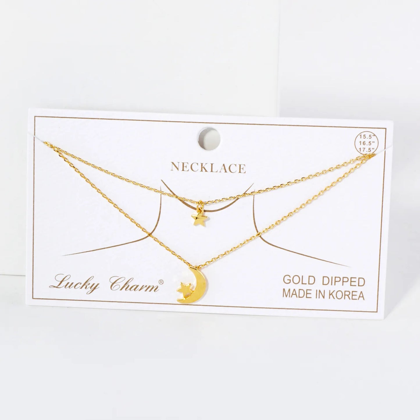 Star Moon Pendant 18K-Gold-Dipped Celestial Layered Necklace