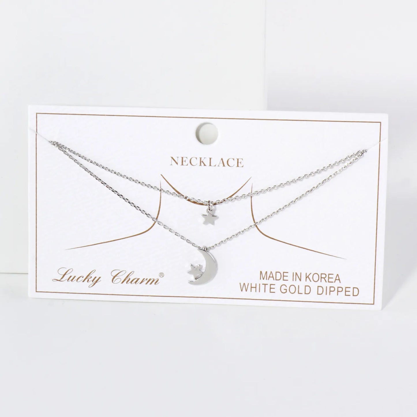 Star Moon Pendant 18K-Gold-Dipped Celestial Layered Necklace