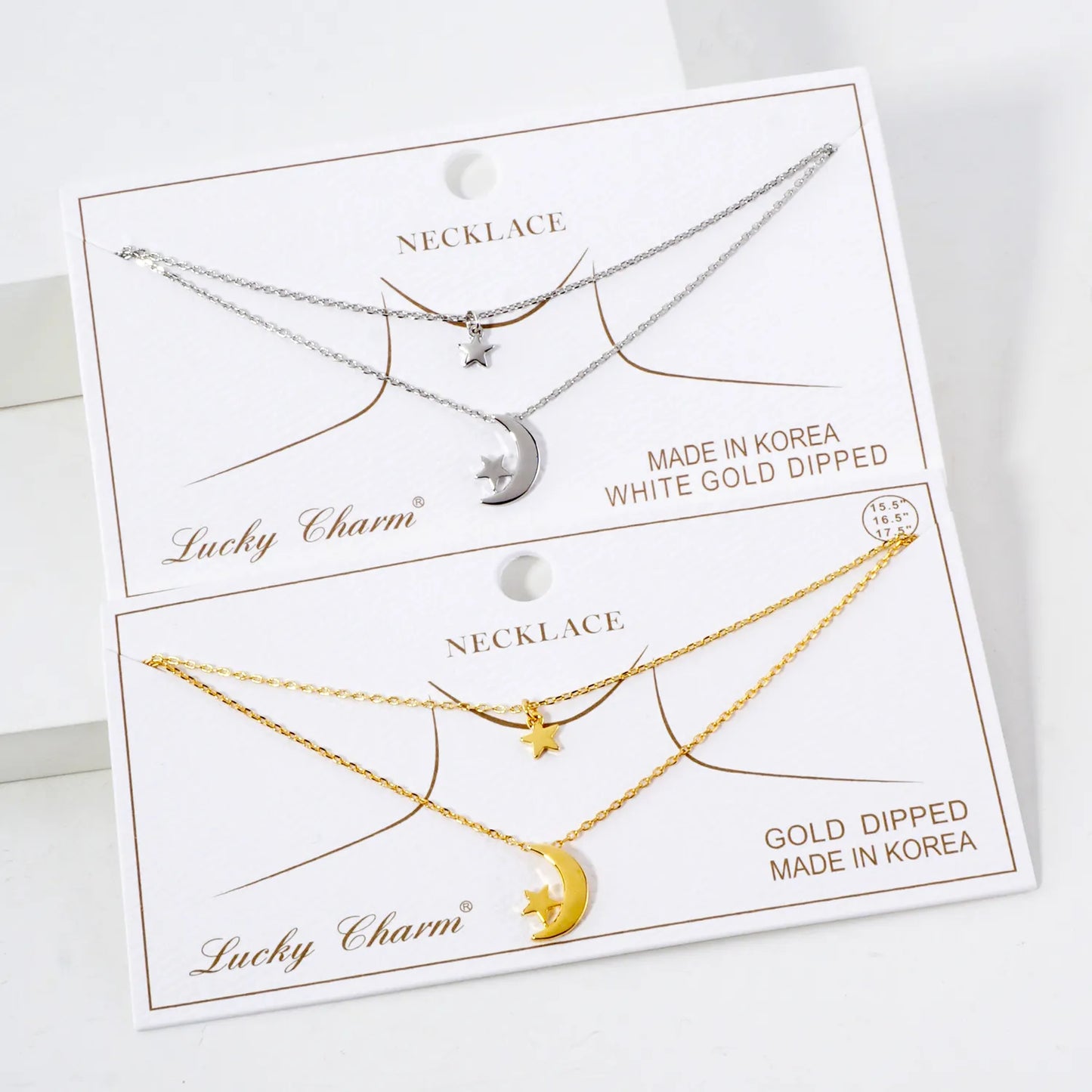 Star Moon Pendant 18K-Gold-Dipped Celestial Layered Necklace