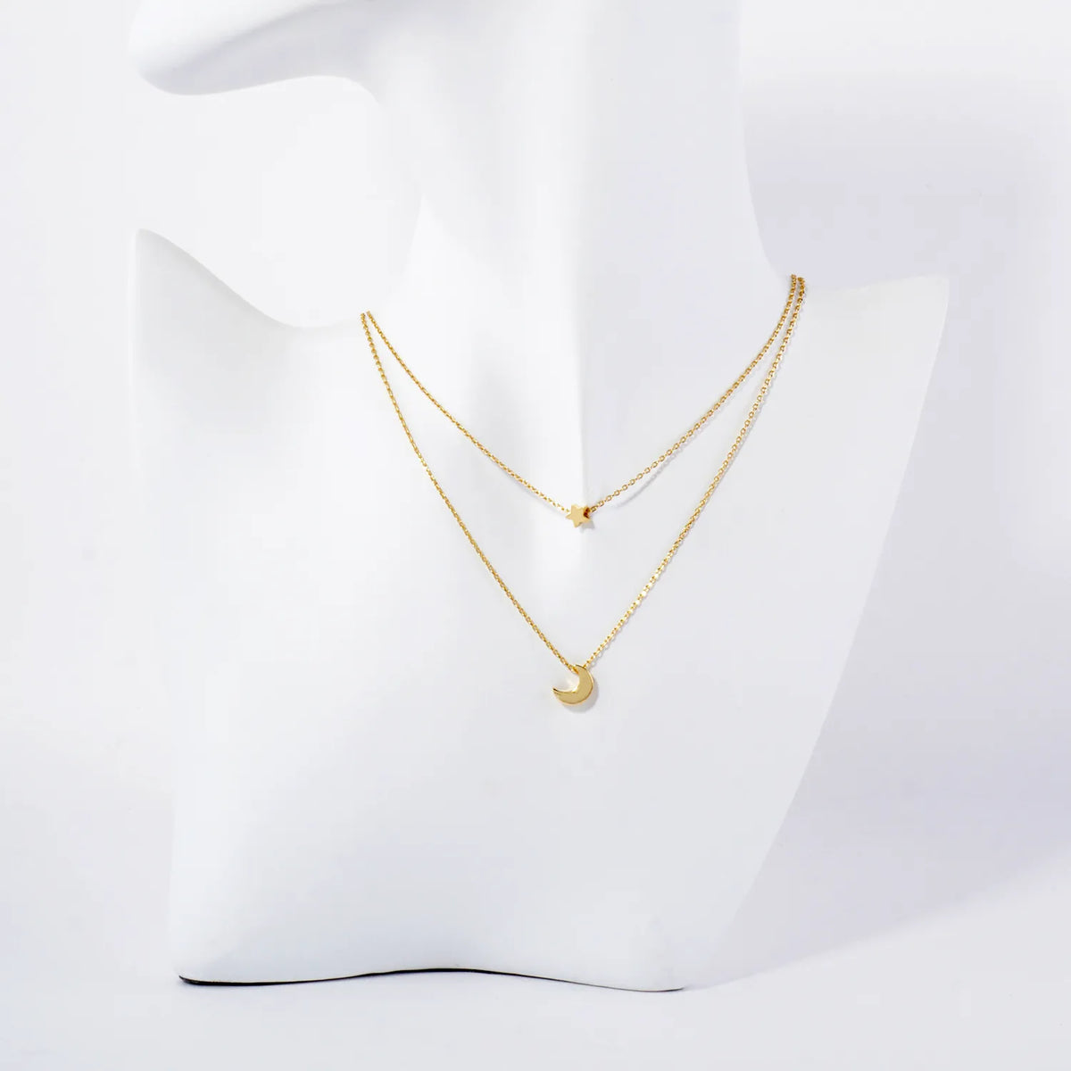 Star Moon Pendant 18K-Gold-Dipped Celestial Layered Necklace