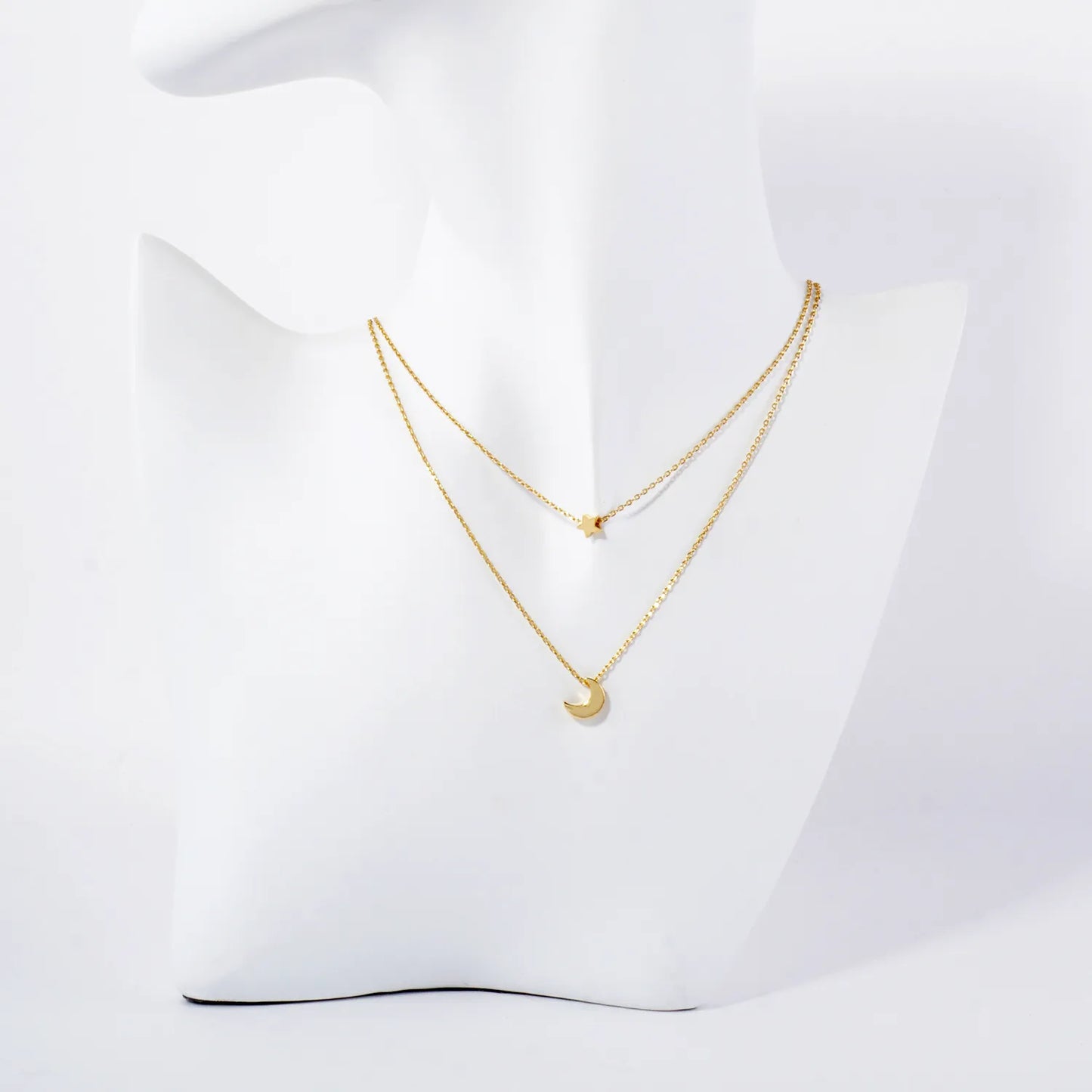 Star Moon Pendant 18K-Gold-Dipped Celestial Layered Necklace