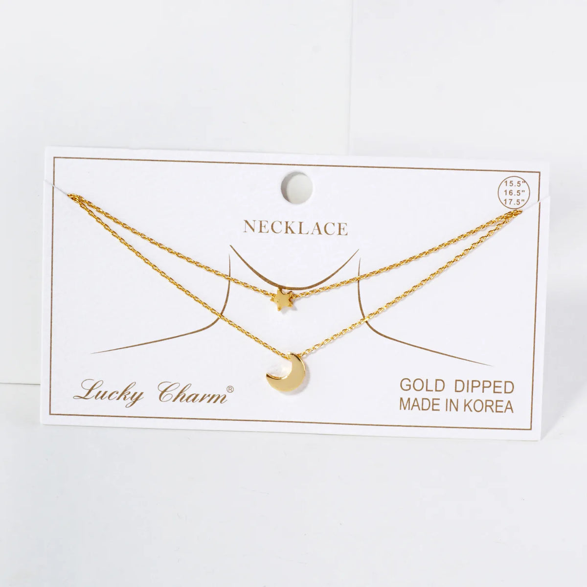 Star Moon Pendant 18K-Gold-Dipped Celestial Layered Necklace