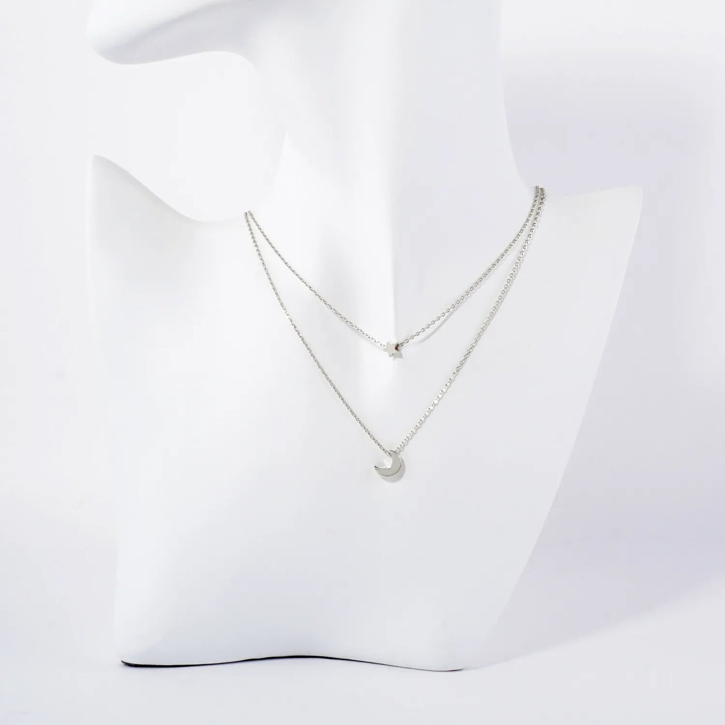 Star Moon Pendant 18K-Gold-Dipped Celestial Layered Necklace