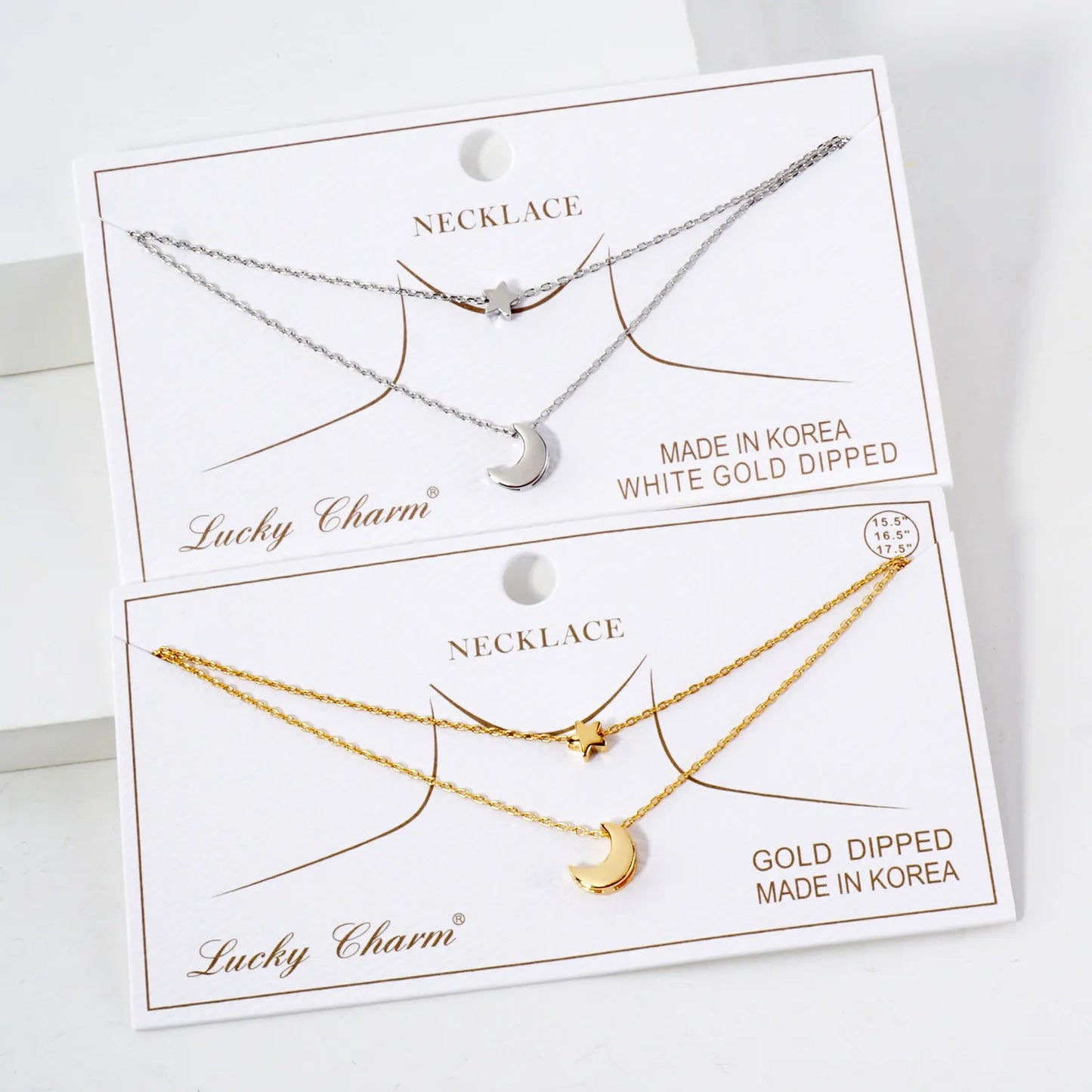 Star Moon Pendant 18K-Gold-Dipped Celestial Layered Necklace