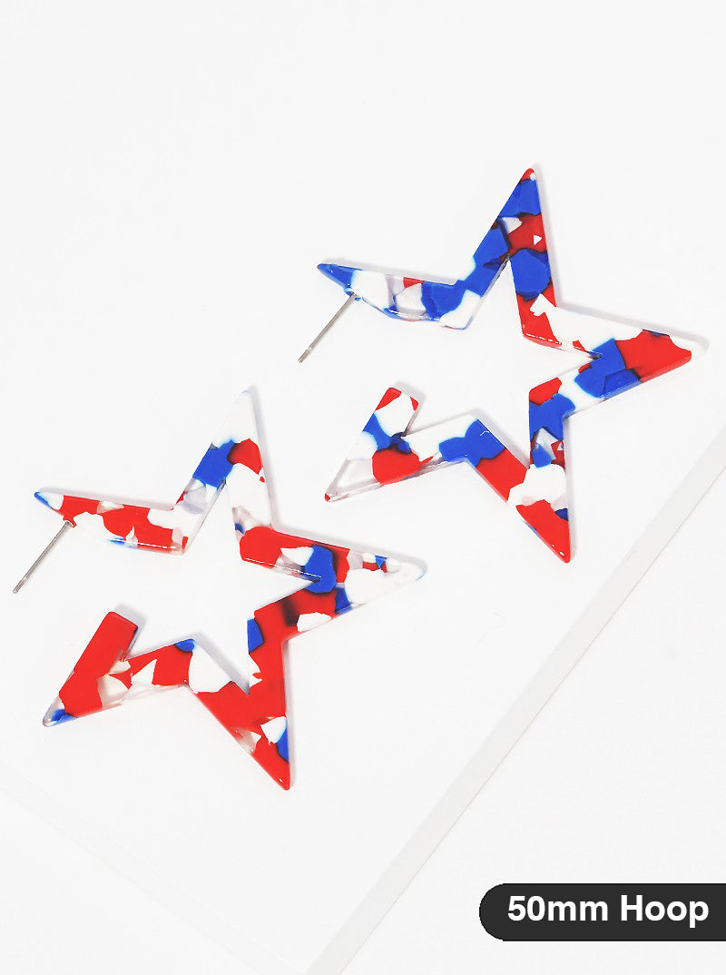 Star-Shaped 50mm Statement Open Hoop Earrings