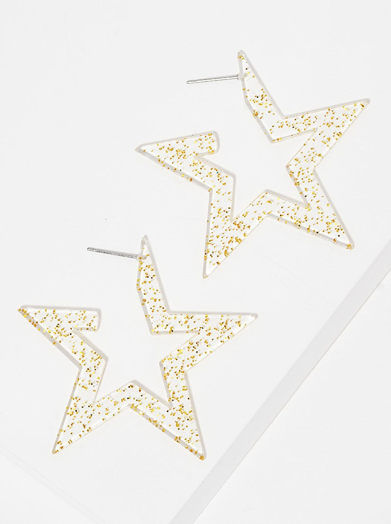 Star Shaped Acetate Hoop Earrings