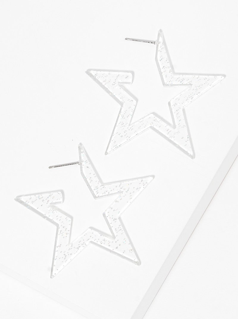 Star Shaped Acetate Hoop Earrings