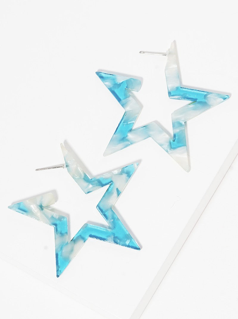 Star Shaped Acetate Hoop Earrings