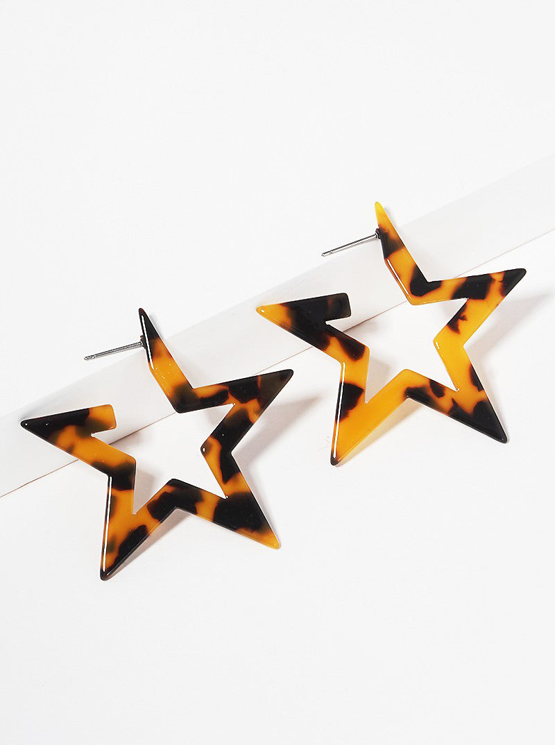 Star Shaped Acetate Hoop Earrings