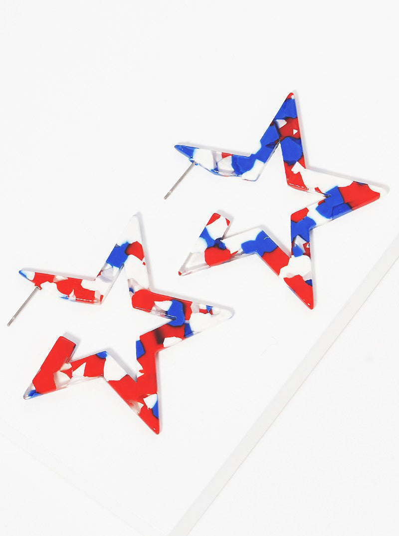 Star Shaped Acetate Hoop Earrings