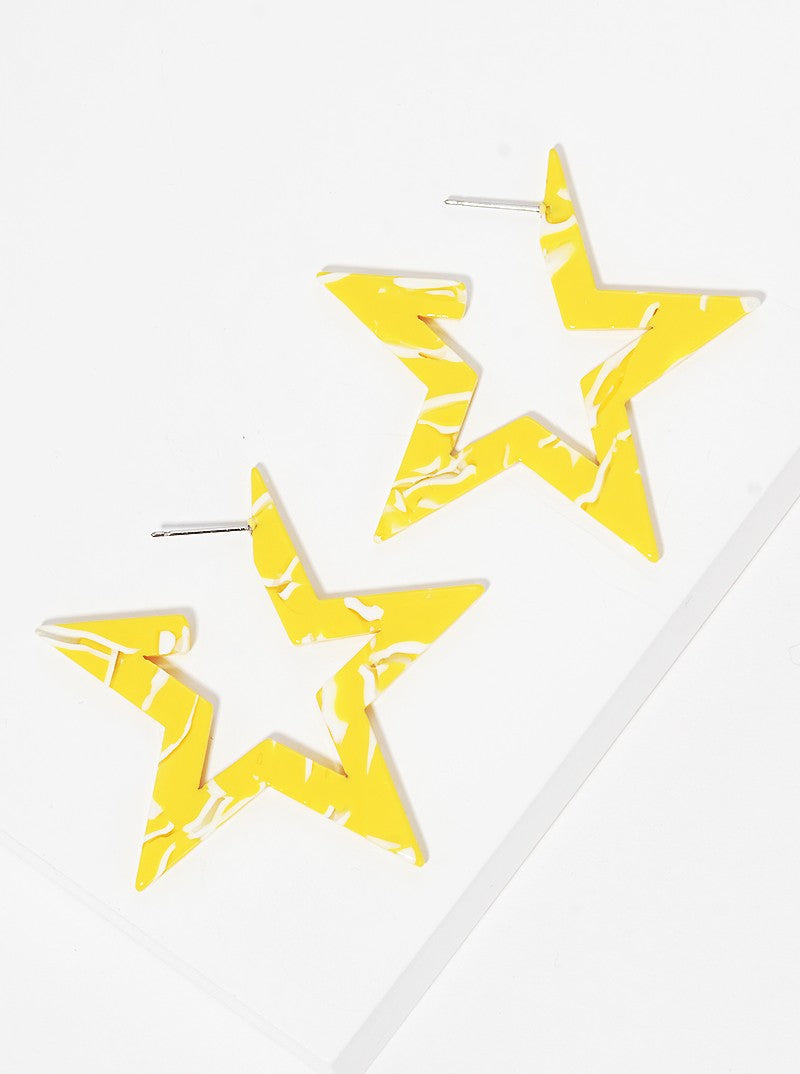 Star Shaped Acetate Hoop Earrings