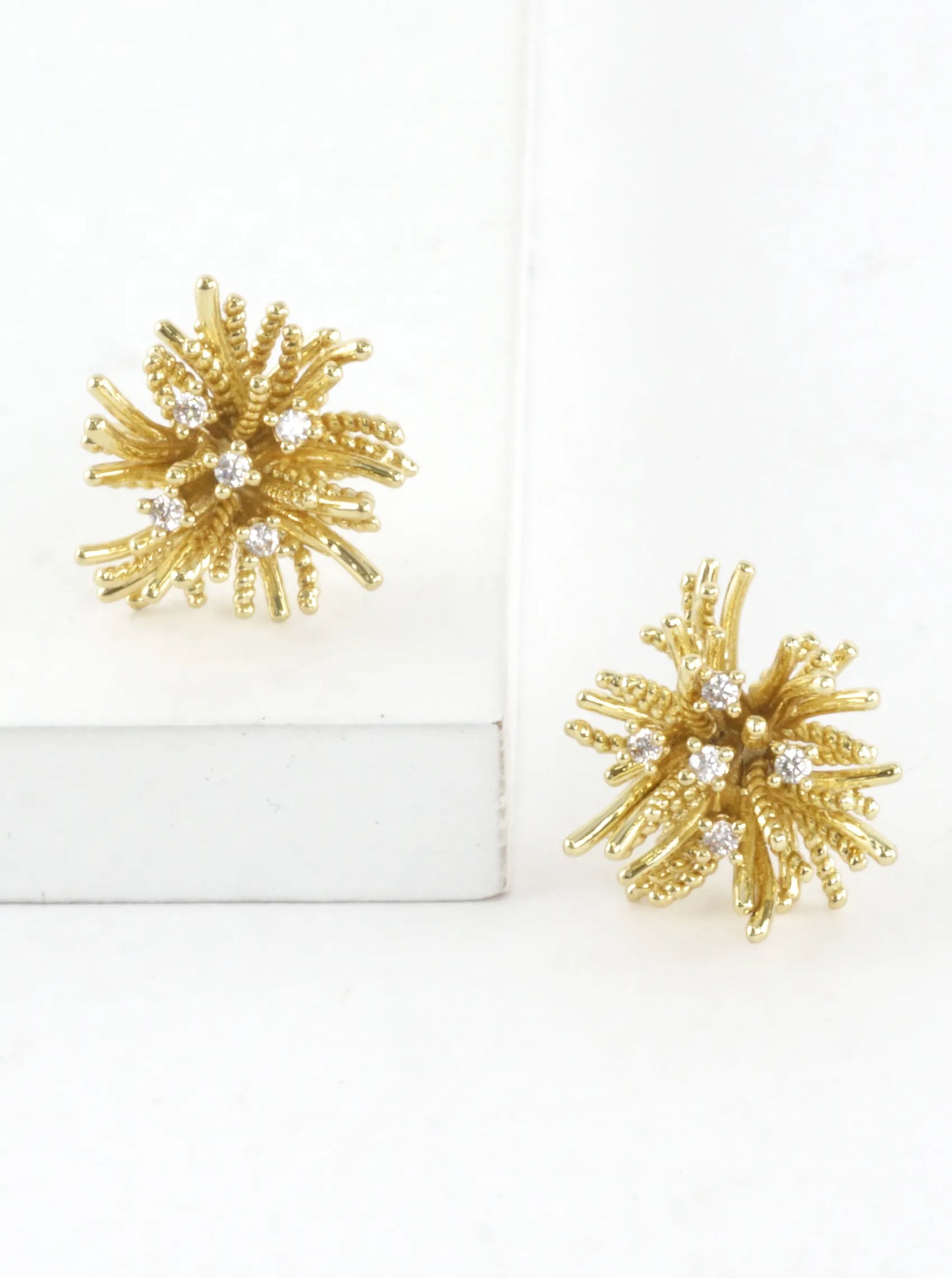 Starburst Textured Crystal Stud Earrings
