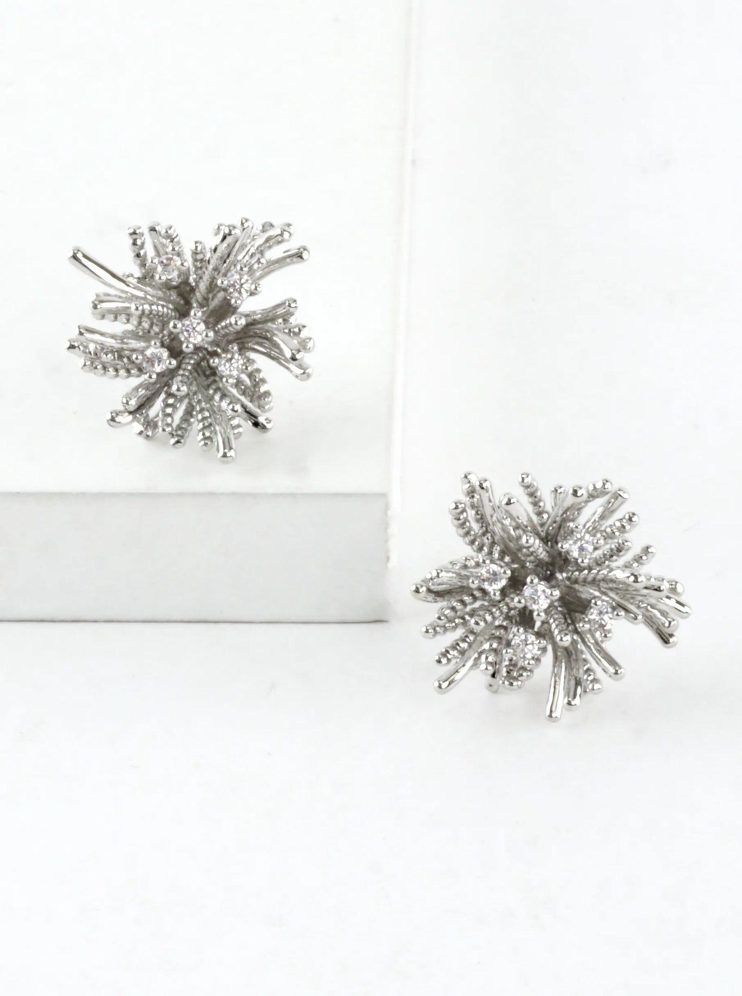 Starburst Textured Crystal Stud Earrings