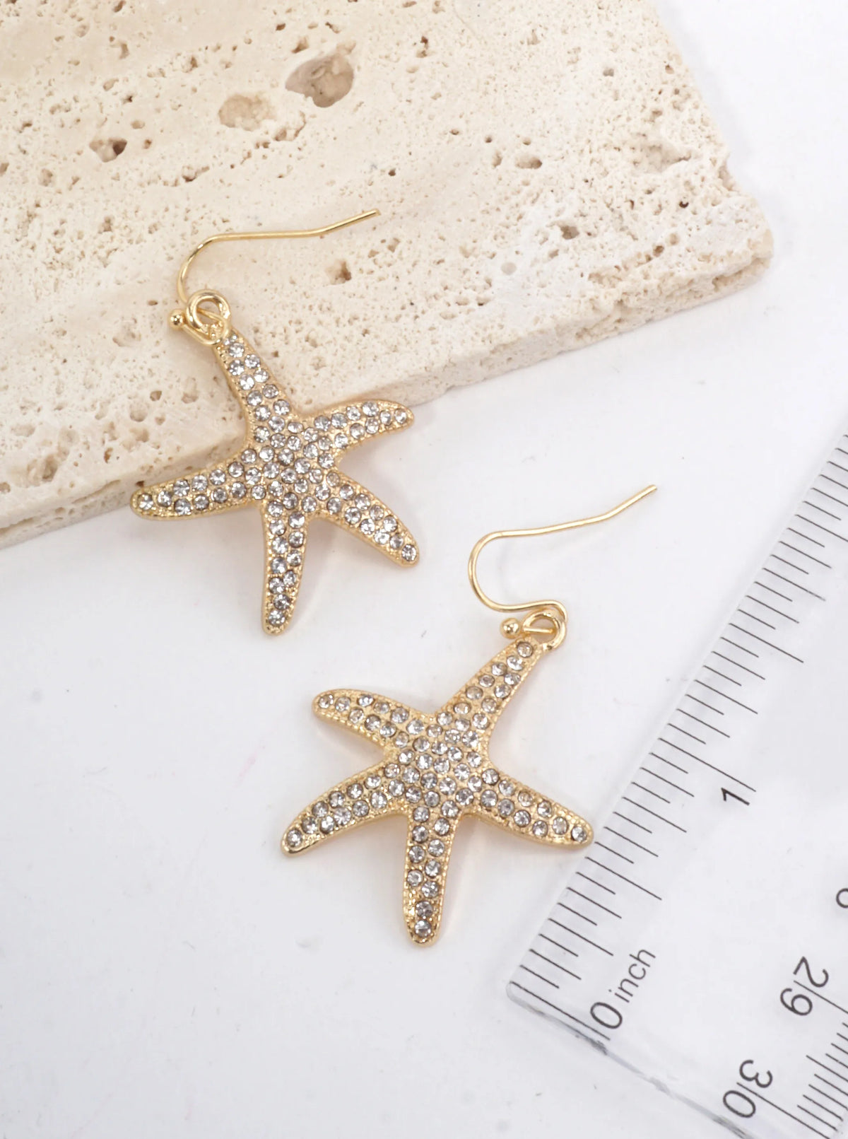 Starfish Crystal Pave Dangle Earrings