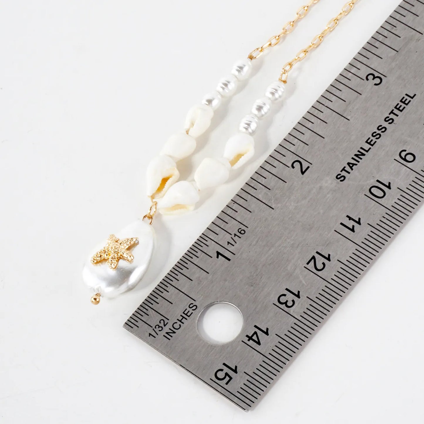 Starfish Teardrop Pearl Pendant Sea-Life Necklace