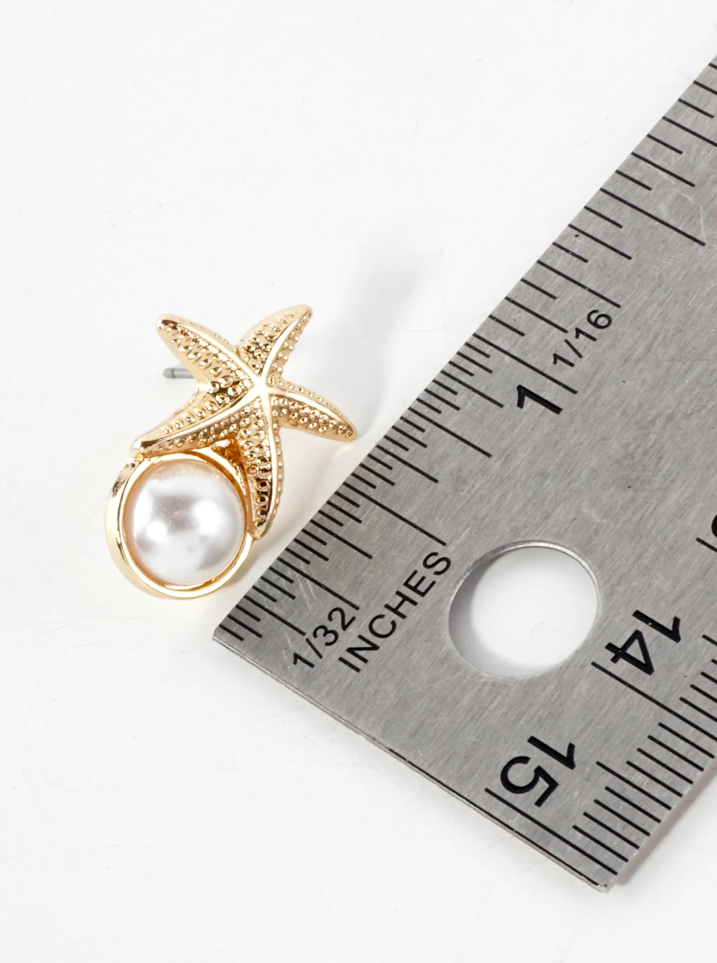 Starfish On 8mm Pearl Sea-Life Stud Earrings
