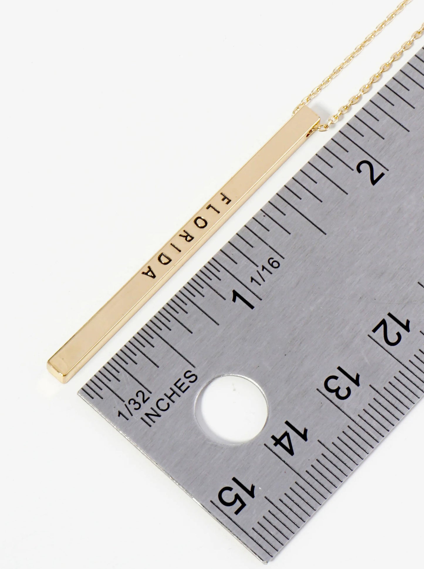State Of Florida Engraved Vertical Bar Pendant Necklace