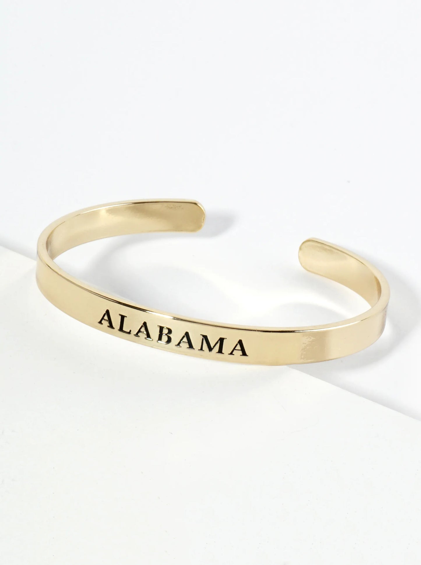 States Engraved 18K Gold Dipped Open Cuff Bangle Bracelet