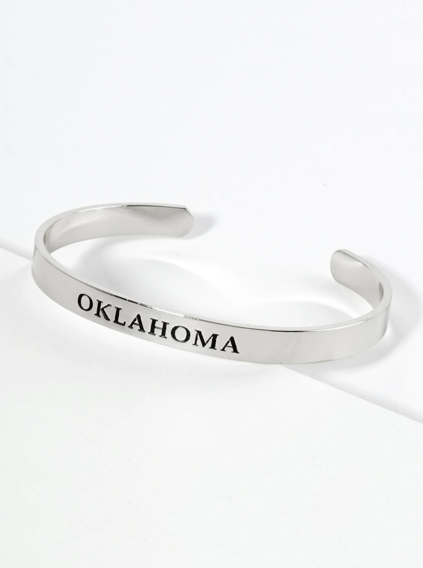 States Engraved 18K Gold Dipped Open Cuff Bangle Bracelet