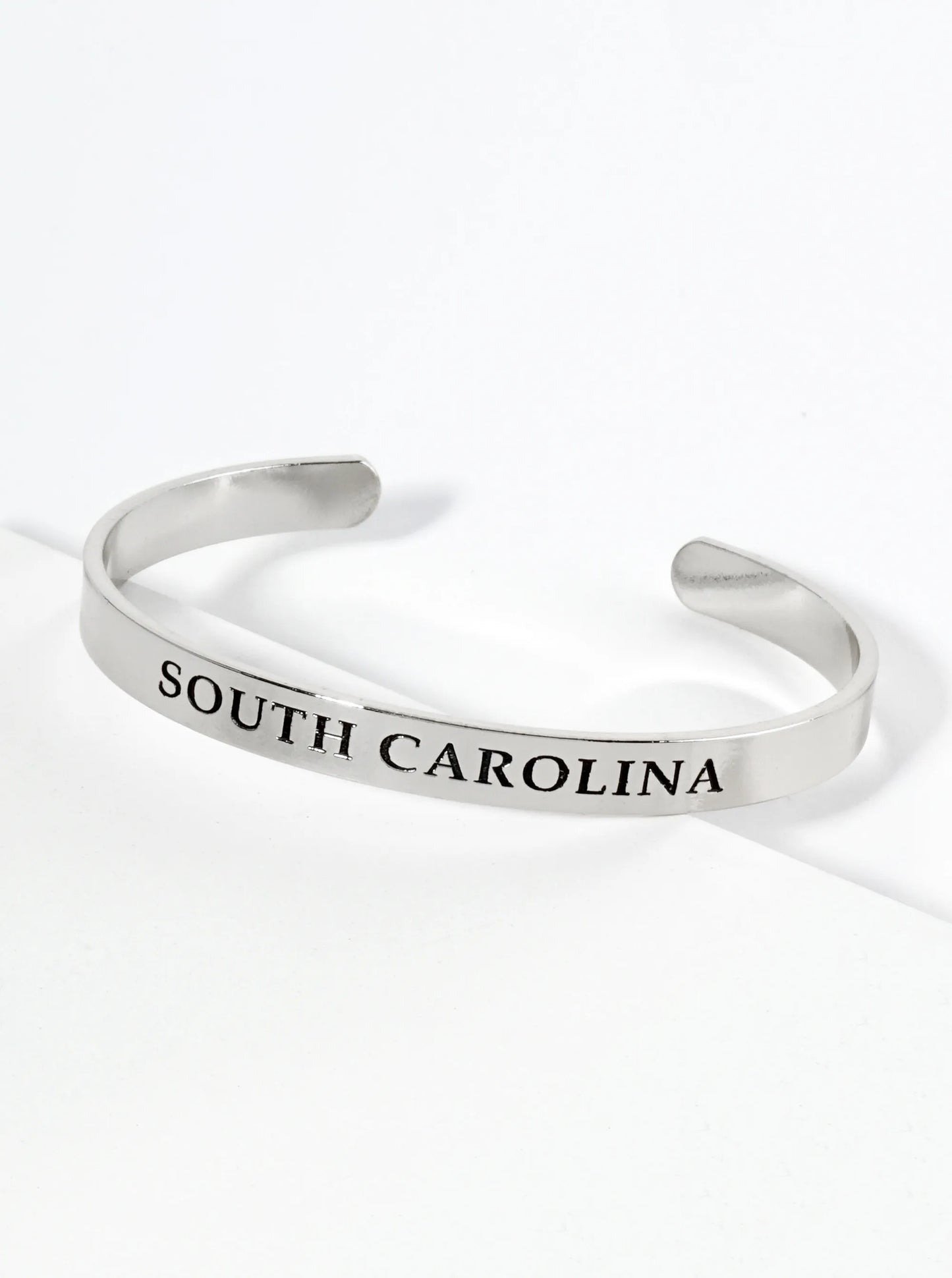 States Engraved 18K Gold Dipped Open Cuff Bangle Bracelet