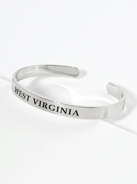 States Engraved 18K Gold Dipped Open Cuff Bangle Bracelet