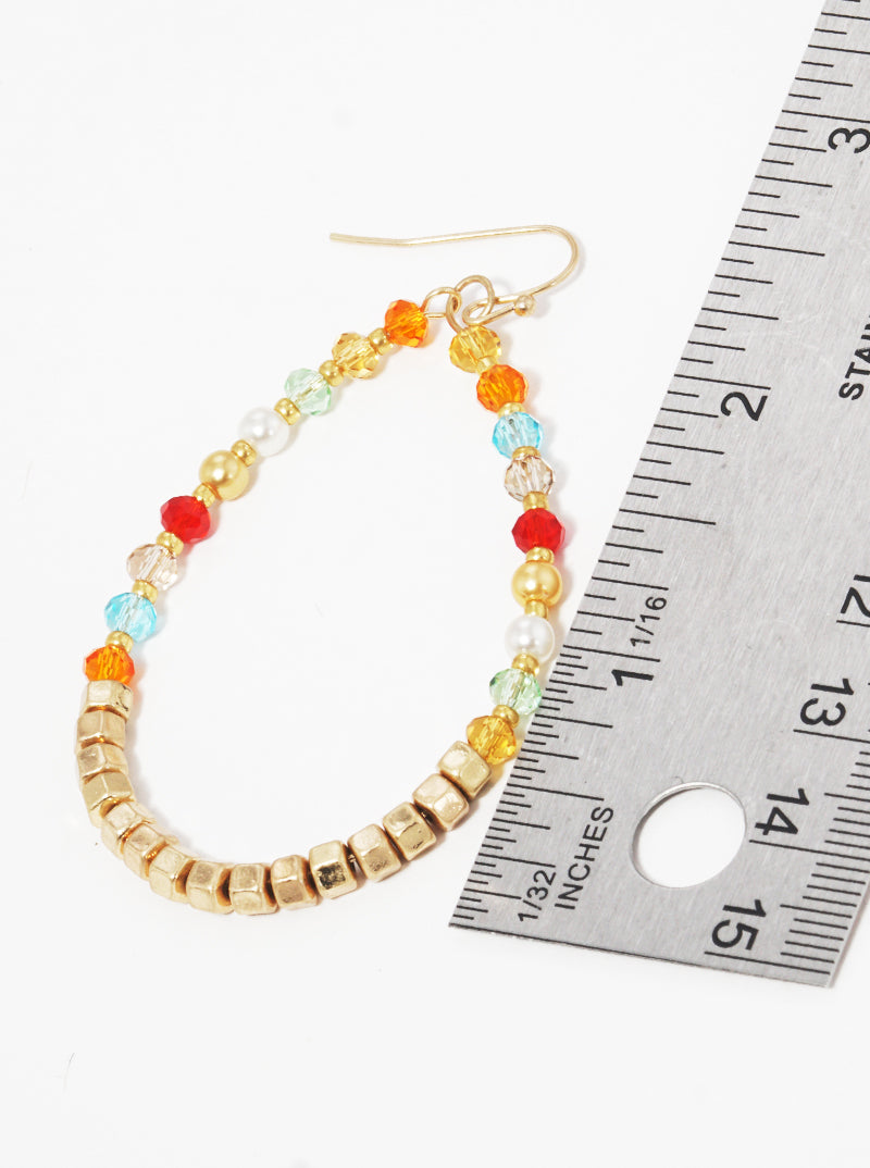 Steel Wire Teardrop With Multi Beads Fish Hook Dangle Drop Earrings