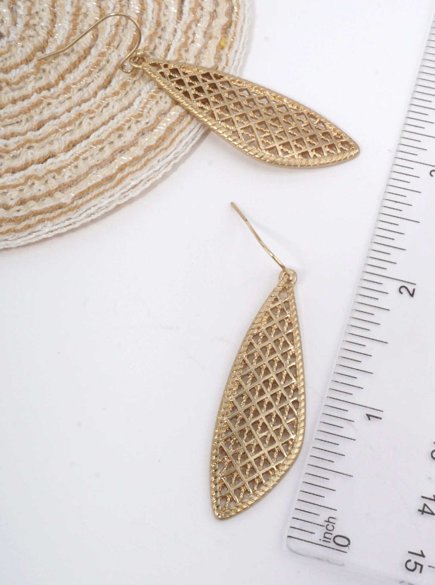 Stenciled Fancy Teardrop Filigree Drop Earrings
