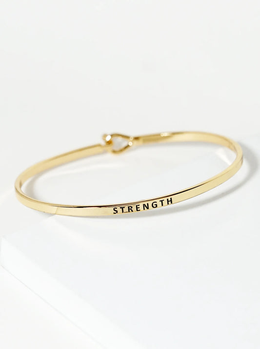 Strength Engraved Inspirational Bangle Bracelet
