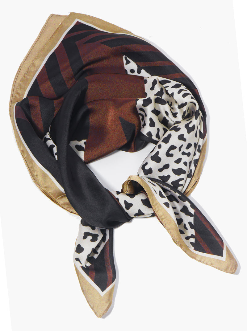 Stripe And Leopard Animal Print Bandana Scarf