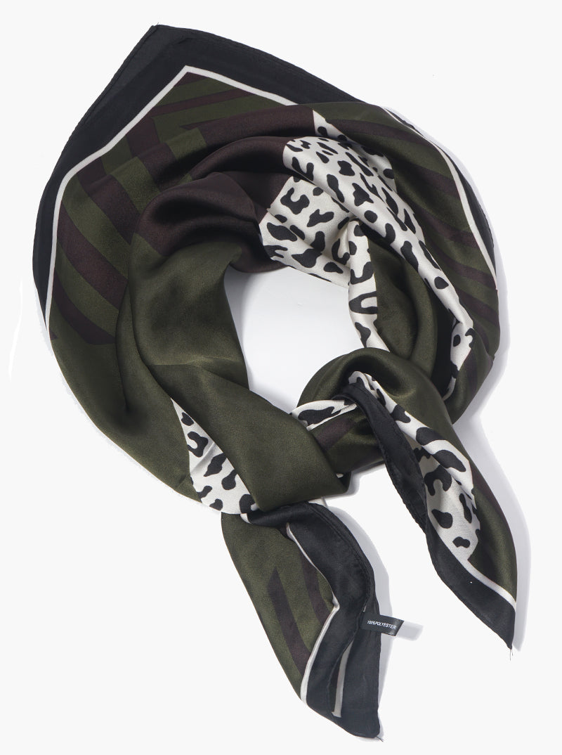 Stripe And Leopard Animal Print Bandana Scarf