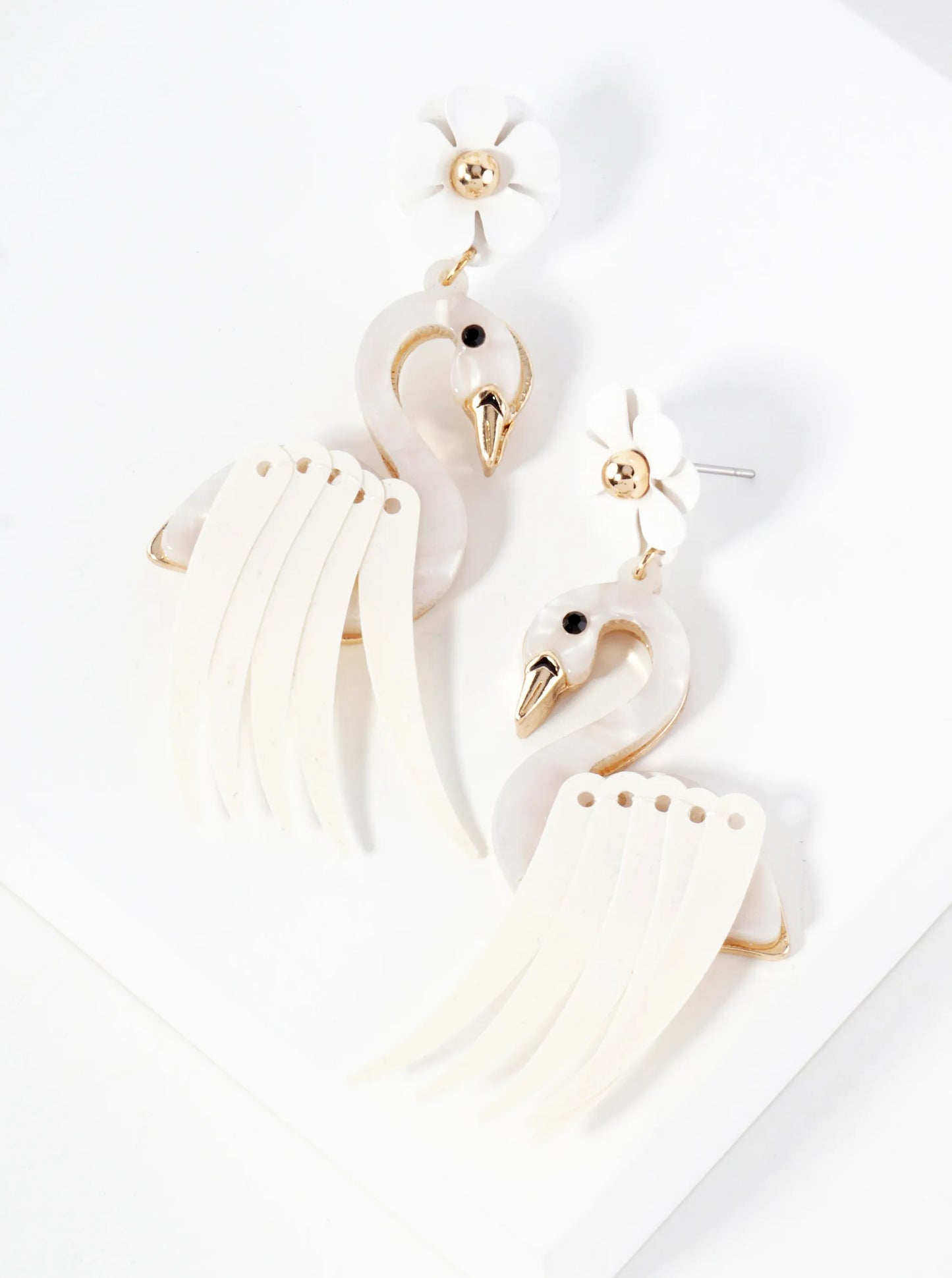 Stylishly Adorned Wings Tropical Bird Statement Earrings
