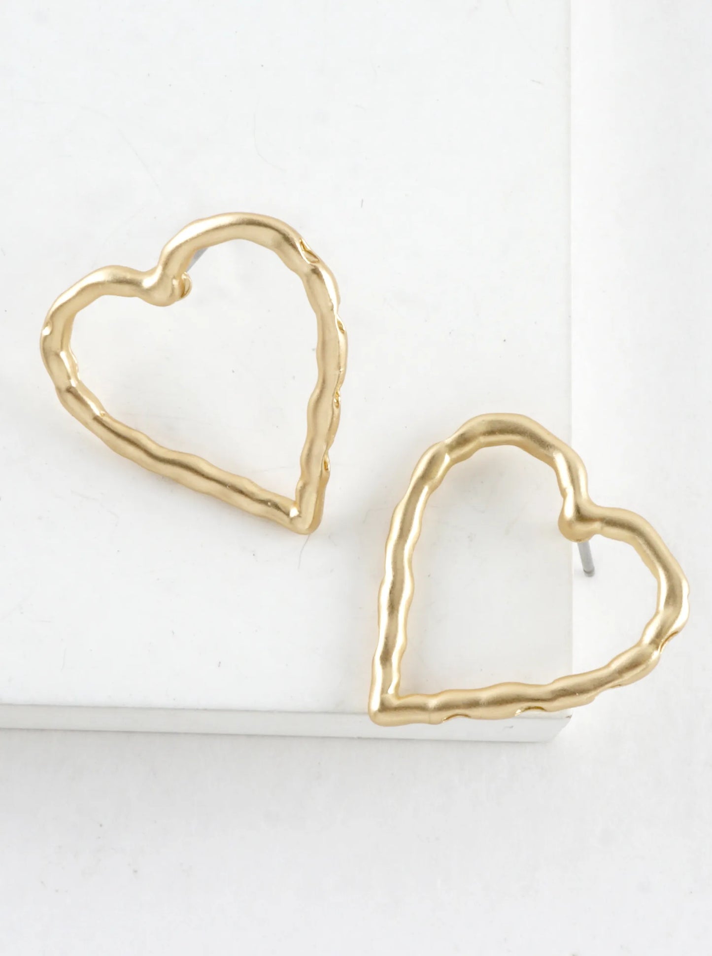 Subtle Hammered Texture Heart Silhouette Earrings